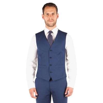 J by Jasper Conran J by Jasper Conran Blue plain 4 button front tailored fit occasions suit waistcoat